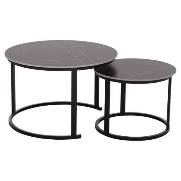 ΤΡΑΠΕΖΙ ΣΑΛΟΝΙΟΥ 2ΤΜΧ FB918140.02 ΚΕΡΑΜΙΚΟ TOP ΜΕ ΟΨΗ ΜΑΥΡΟΥ ΜΑΡΜΑΡΟΥ Φ70+Φ50